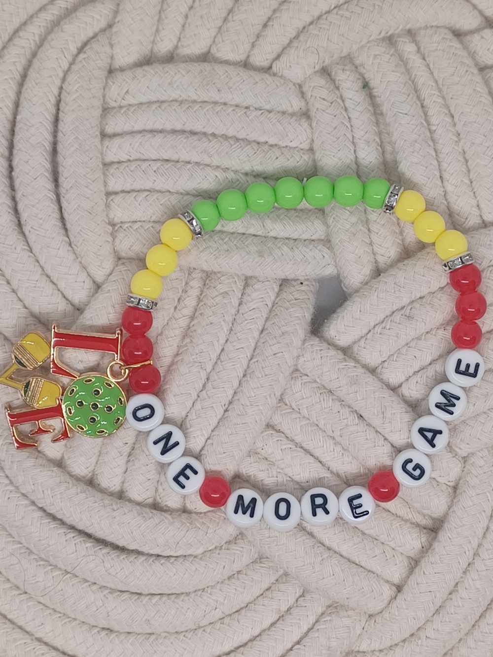 Pickleball Charm Bracelet- One More Game